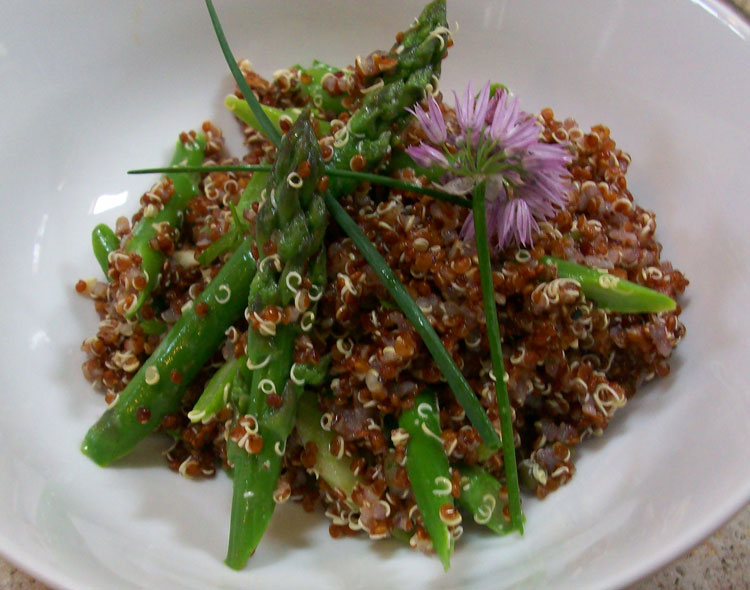 Red Quinoa and Asparagus Salad with Lemon-Caper Dressing