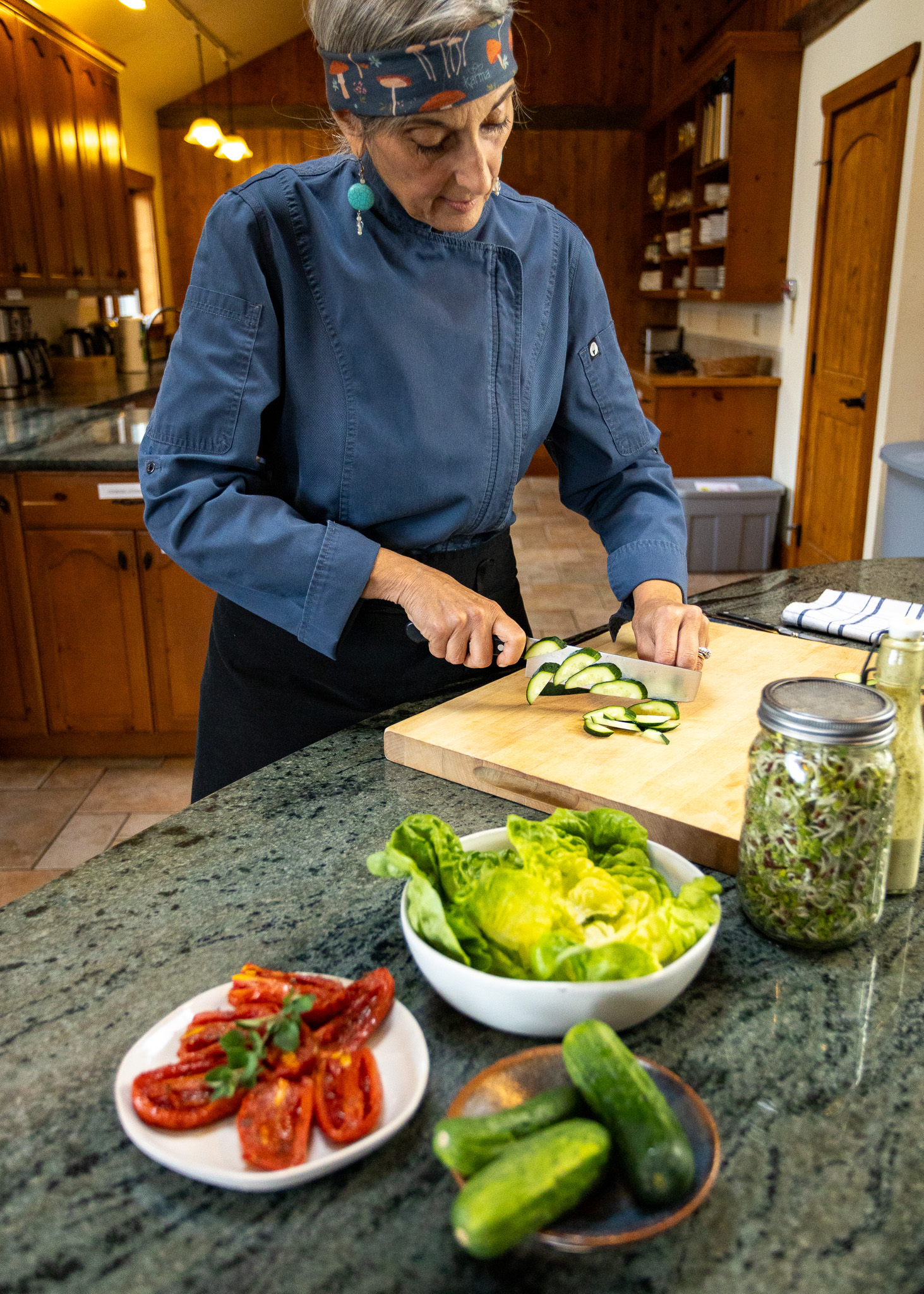 Cathy Vogt, Hudson Valley Personal Chef, preparing healthy and delicious food in a kitchen